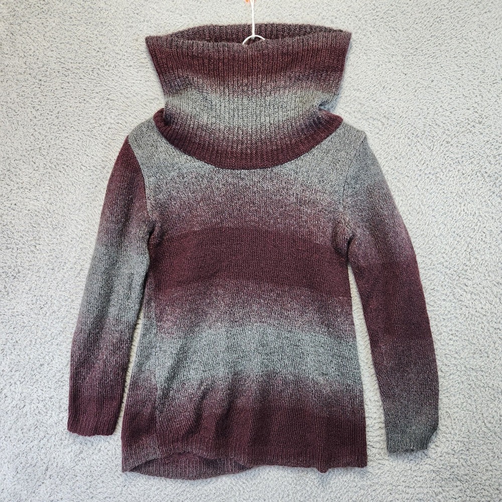 APT. 9 Cowl‎ Neck Sweater Womens Size S Burgundy Gray Cabincore Cozy Winter